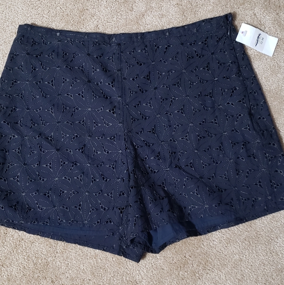 Eyelet Navy Dressy Shorts